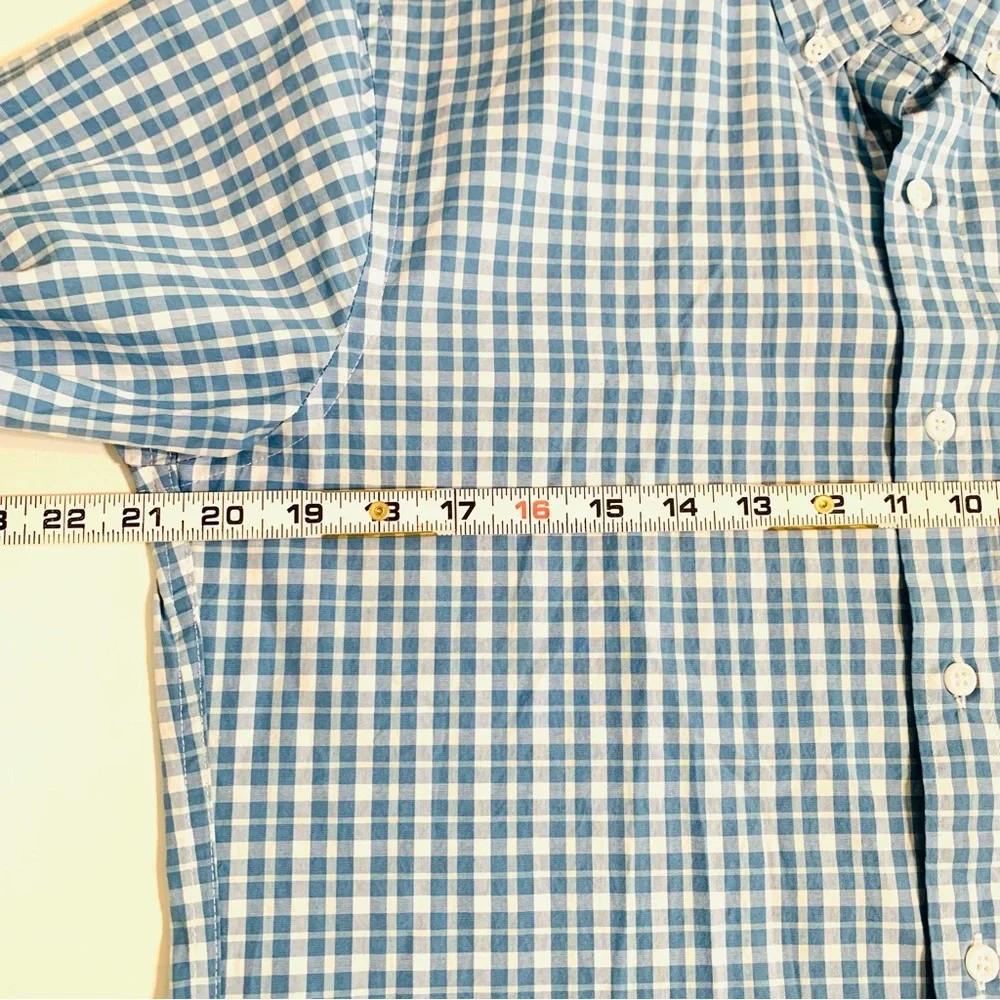 J. Crew Men’s Blue Checked Button Down Flex Washed Size Medium Slim Fit